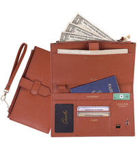 Cherloi Saffiano Leather Travel Wallet RFID Protected